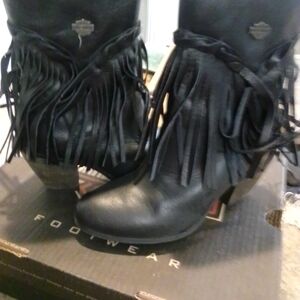 Harley-Davidson Black Fringe Heeled Boots